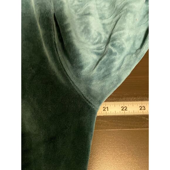 Vintage LL Bean Womens Dress Medium Blue Terry Velour Turtleneck Prairie 90s - Picture 6 of 9